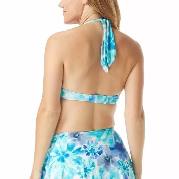 COCO REEF  Contours Cameo Printed Bra-Sized Halter Bikini Top 8/ 32C New Blue - Picture 6 of 11